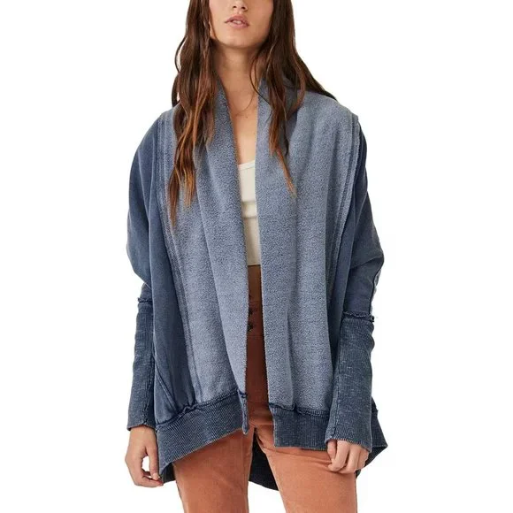 Free People Monday-Friday Cardi Oversized Sweatshirt Kimono NWT - S/M - Picture 3 of 7